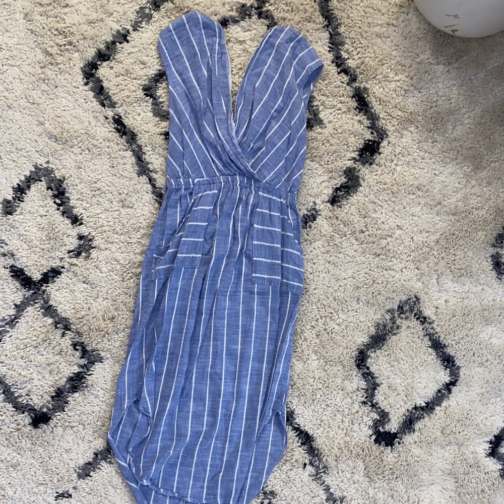 Japna Blue and White Striped Backless Dress